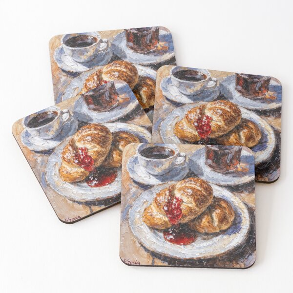Item preview, Golden Morning Croissants – Oil Painting Artwork designed and sold by natthaaekf.