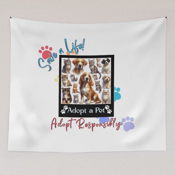 Item preview, Adopt a Pet Poster Save a Life Adopt Responsibly Cats and Dogs Design designed and sold by Myrtle Rose Designs.