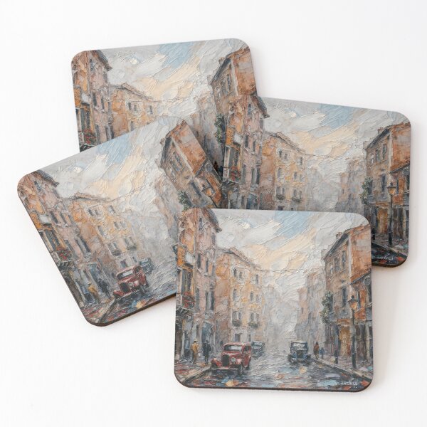 Item preview, Morning on a Vintage European Street – Oil Painting designed and sold by natthaaekf.