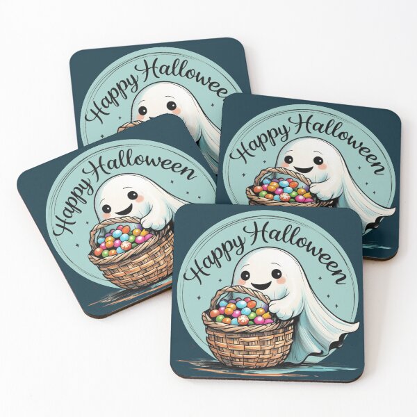 Item preview, Happy Halloween White Ghost Candies Round Sticker designed and sold by colorleafz.