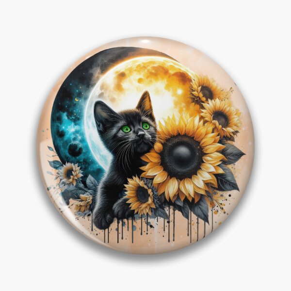 Item preview, Black Cat with Moon and Sunflowers designed and sold by Eclectic Monkey.
