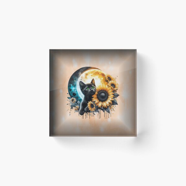 Item preview, Black Cat with Moon and Sunflowers designed and sold by Eclectic Monkey.
