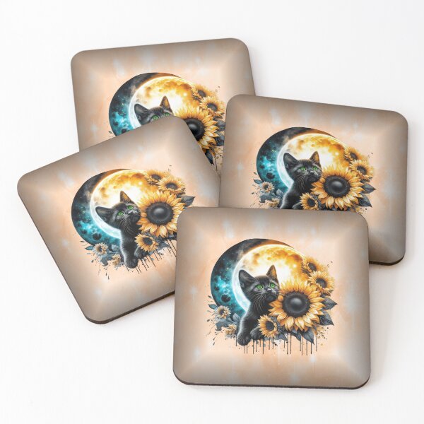 Item preview, Black Cat with Moon and Sunflowers designed and sold by Eclectic Monkey.