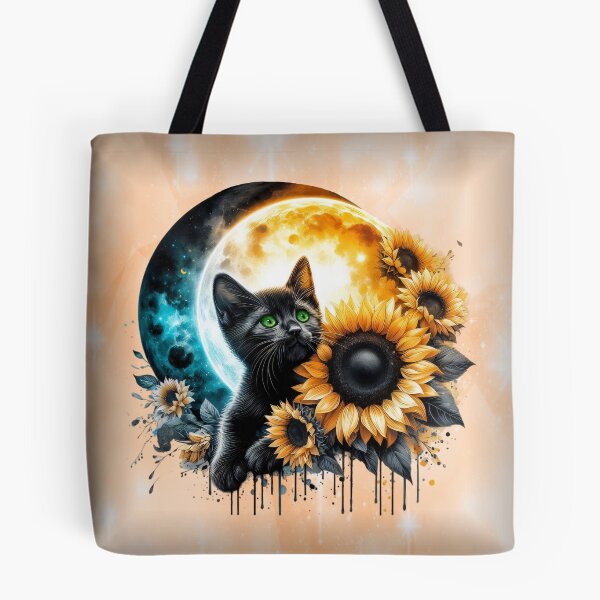Item preview, Black Cat with Moon and Sunflowers designed and sold by Eclectic Monkey.