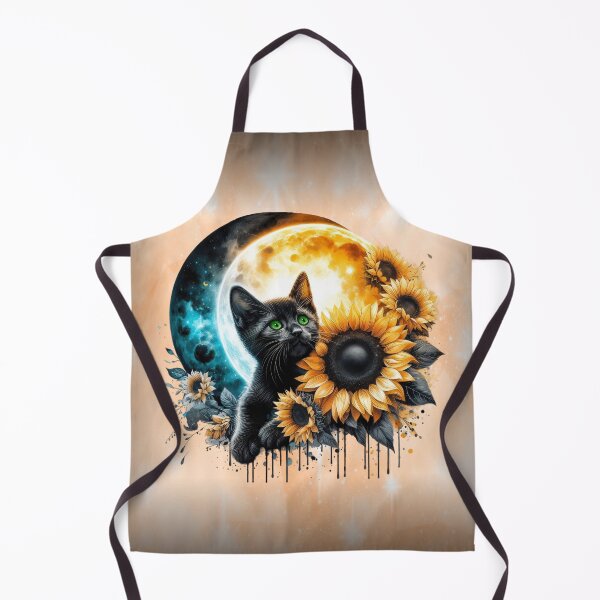 Item preview, Black Cat with Moon and Sunflowers designed and sold by Eclectic Monkey.