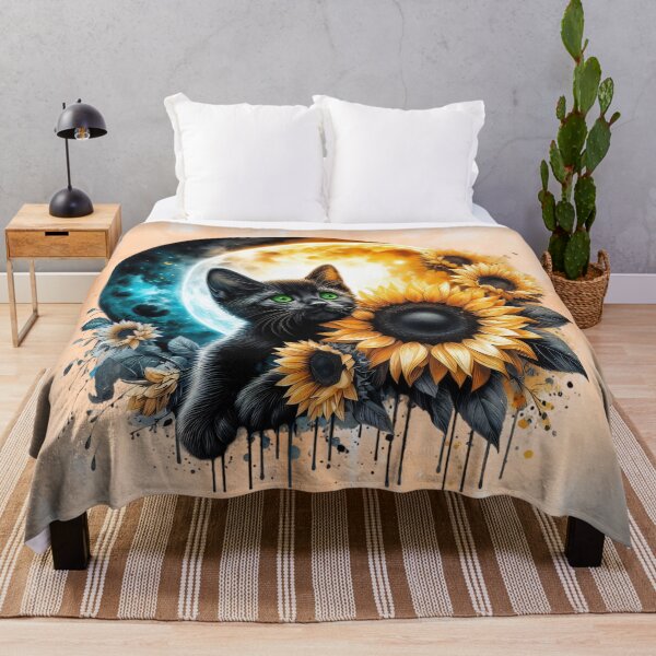 Item preview, Black Cat with Moon and Sunflowers designed and sold by Eclectic Monkey.