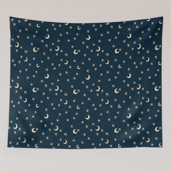 Item preview, Boho Stars and Moon with Blue and Cream designed and sold by InkyOdyssey.