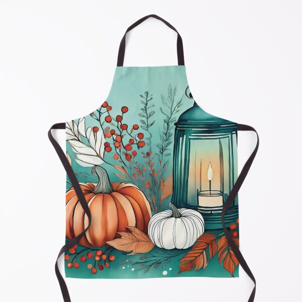 Item preview, TEAL Fall Lantern, fall season minimalist maple leaves, orange and black maple leaf watercolour painting, vintage autumn theme leaf watercolour designed and sold by navitalidesign.