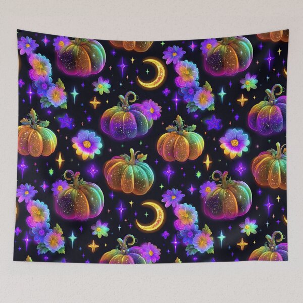 Item preview, Neon Pumpkin and Celestial Floral Pattern designed and sold by Kybruno's Creations.