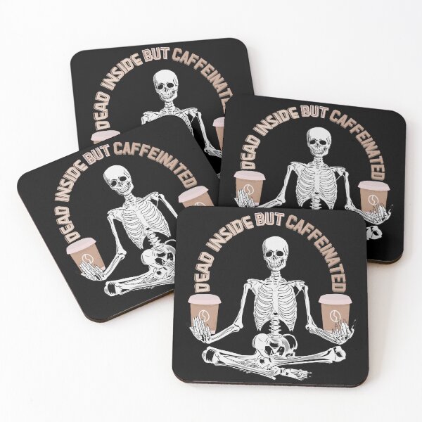 Item preview, Dead Inside But Caffeinated Skeletons Drinking Coffee Funny Skeletons Halloween Gifts for Coffee Lovers Skull Spooky Time Szn designed and sold by MatthewViews.