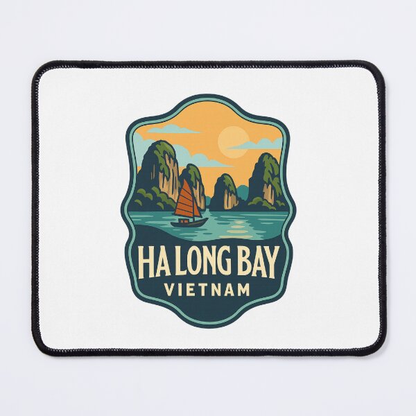 Item preview, Ha Long Bay Vietnam Limestone Karsts and Junk Boat designed and sold by Places On Earth.