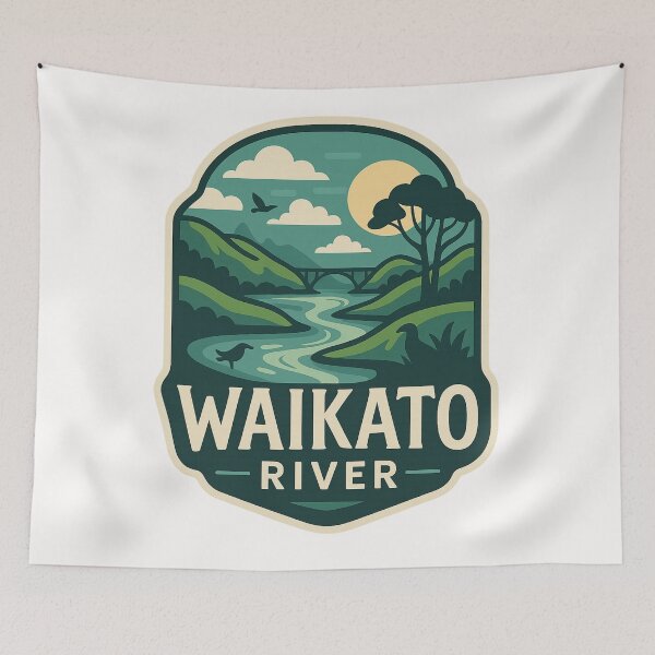 Item preview, Waikato River New Zealand Hills and Bridge View designed and sold by Places On Earth.