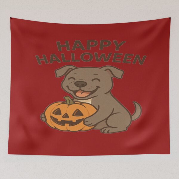 Item preview, Happy Dog with Pumpkin – Happy Halloween designed and sold by Pawsomeprints59.