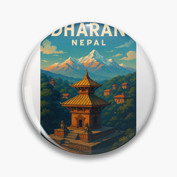 Item preview, Dharan Nepal Pagoda Temple and Himalayas View designed and sold by Places On Earth.