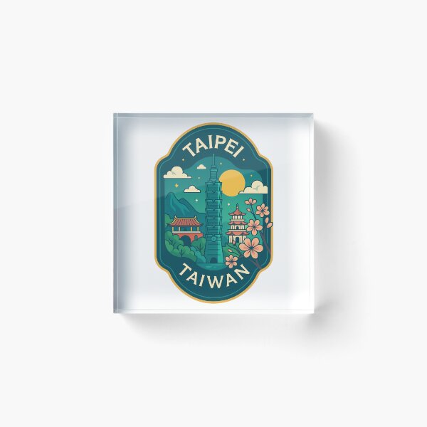 Item preview, Taipei 101 and Temples Scenic Taiwan Badge designed and sold by Aryabek.