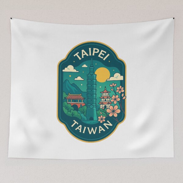 Item preview, Taipei 101 and Temples Scenic Taiwan Badge designed and sold by Aryabek.