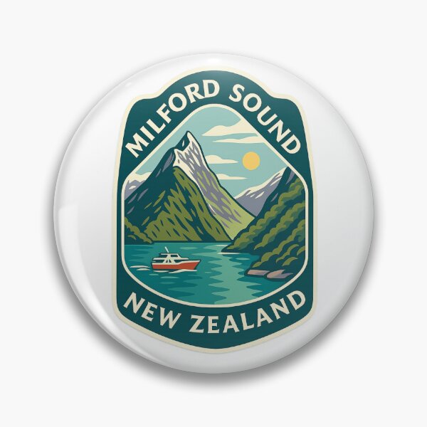 Item preview, Boat in Milford Sound with Snowy Peaks New Zealand designed and sold by Aryabek.
