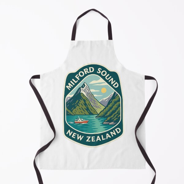 Item preview, Boat in Milford Sound with Snowy Peaks New Zealand designed and sold by Aryabek.