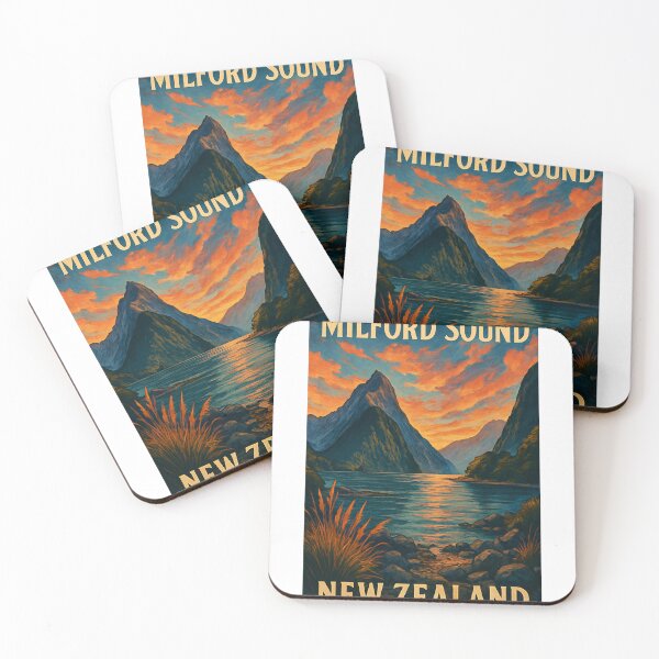Item preview, Sunset at Milford Sound Fiordland South Island designed and sold by Aryabek.