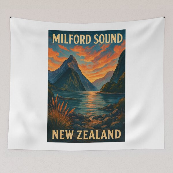 Item preview, Sunset at Milford Sound Fiordland South Island designed and sold by Aryabek.