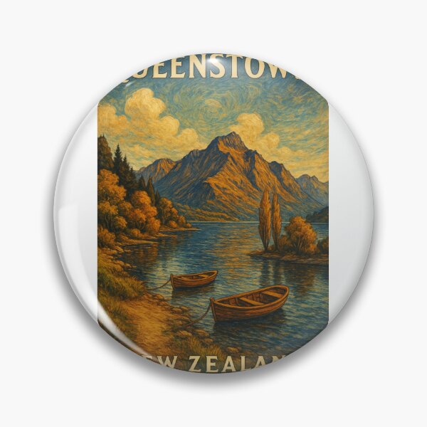 Item preview, Queenstown Lakeside View with Boats and Autumn Trees designed and sold by Aryabek.