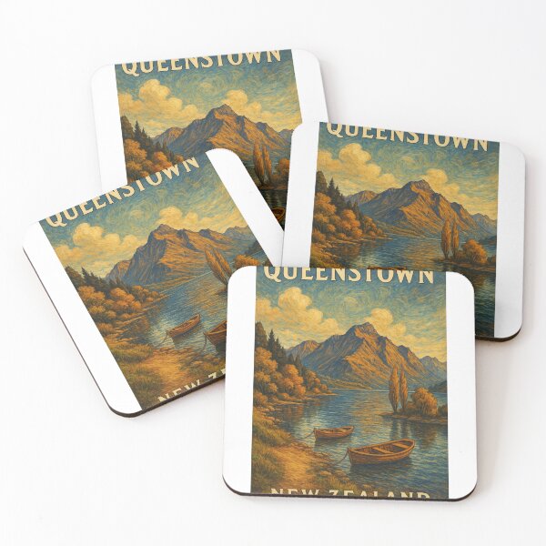 Item preview, Queenstown Lakeside View with Boats and Autumn Trees designed and sold by Aryabek.