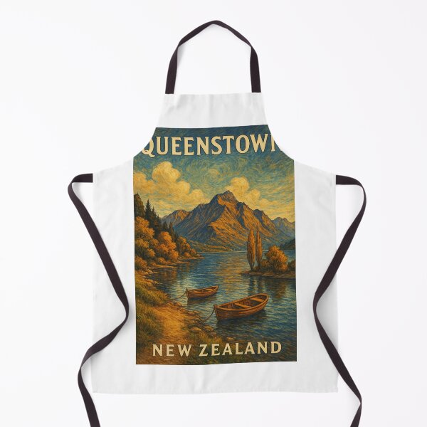 Item preview, Queenstown Lakeside View with Boats and Autumn Trees designed and sold by Aryabek.