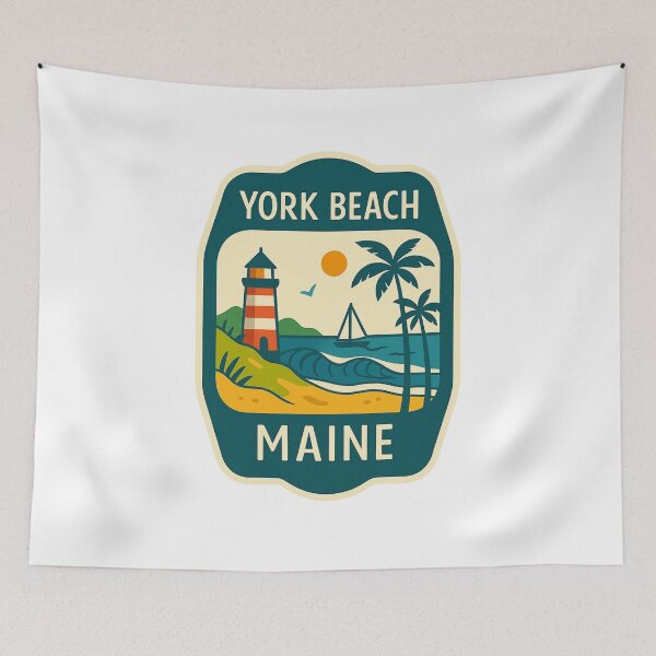 Item preview, Colorful York Beach Maine Scene with Lighthouse and Ocean designed and sold by Aryabek.