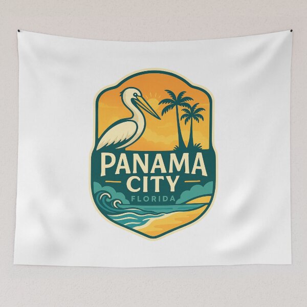 Item preview, Pelican and Palm Trees at Panama City Beach Florida designed and sold by Aryabek.