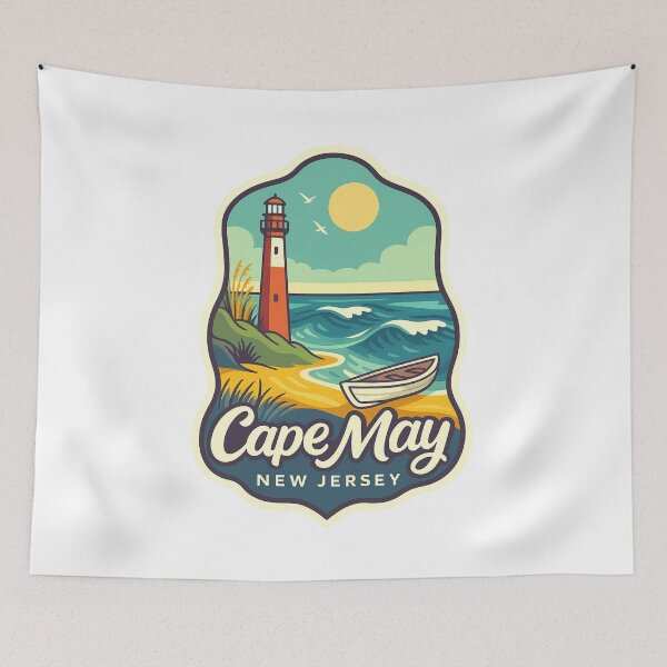 Item preview, Cape May Lighthouse Beach Scene New Jersey Shore designed and sold by Aryabek.