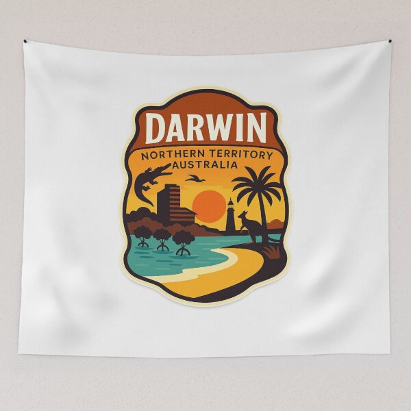 Item preview, Darwin Australia Urban Coastline with Crocodile and Sunset designed and sold by Aryabek.