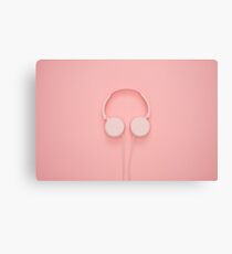 Pink Headphones Abstract Canvas Print