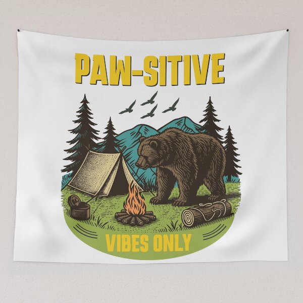 Item preview, Paw-Sitive Vibes Only Bear  designed and sold by freshwear design.