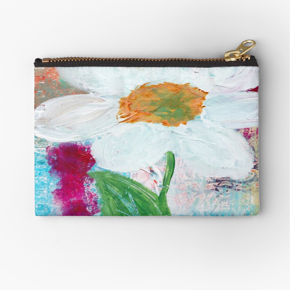 WHITE FLOWER Zipper Pouch