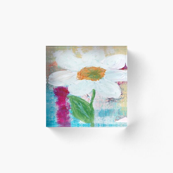 WHITE FLOWER Acrylic Block