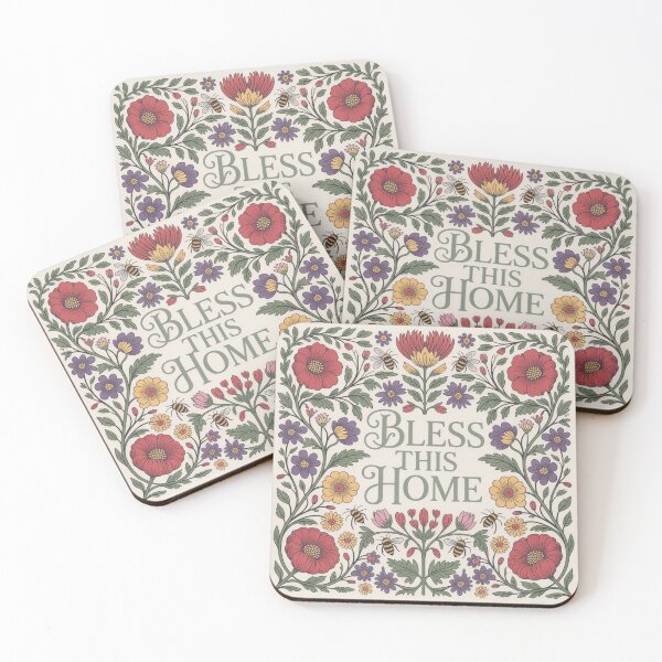 Item preview, William Morris Inspired Bee Floral Pattern Bless This Home Decor  designed and sold by Heritage Hive Studio.