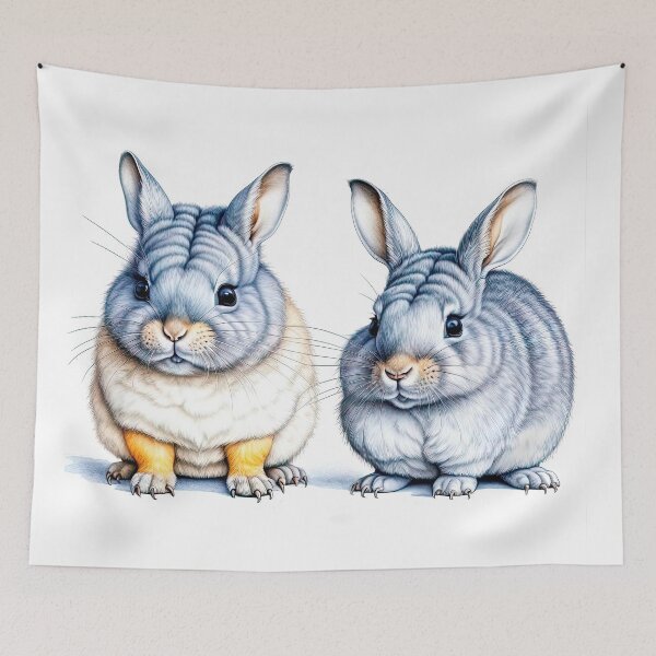 Item preview, Two cute baby rabbits on a white background in the style of a vi designed and sold by LanaGustavsson.