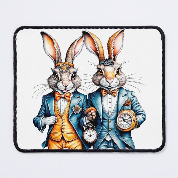 Item preview, Two funny anthropomorphic rabbits in the style of steam punk, designed and sold by LanaGustavsson.