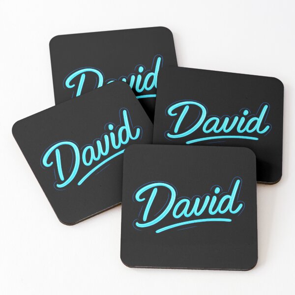 Artikelvorschau, David Neon Name Design – Leuchtend blaue futuristische Typografie-Kunst für Aufkleber, T-Shirts und Geschenke entworfen und verkauft von DailyVibesCo.