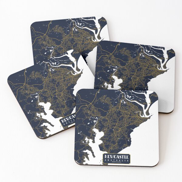 Item preview, Newcastle City Map of New South Wales, Australia - Gold Art Deco designed and sold by deMAP.
