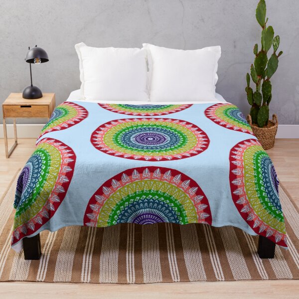 Item preview, Rainbow colorful mandala inspired chic indian spiritual mandala  designed and sold by DivineMandala.