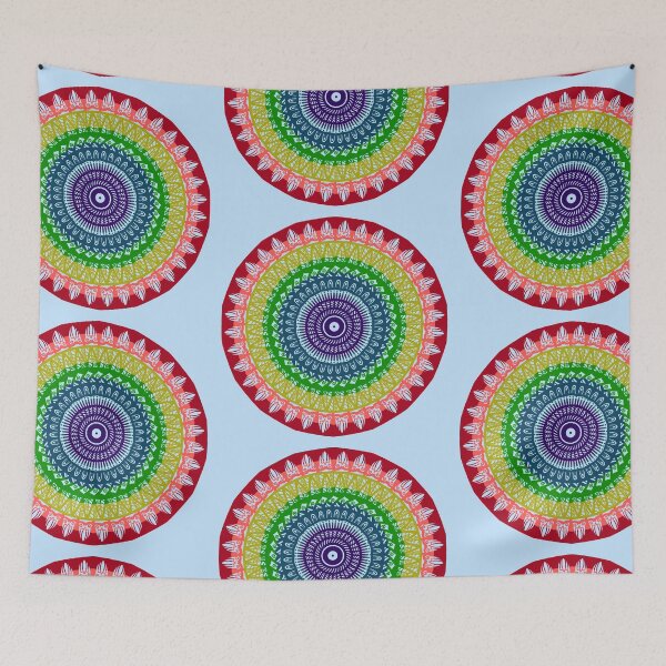 Item preview, Rainbow colorful mandala inspired chic indian spiritual mandala  designed and sold by DivineMandala.