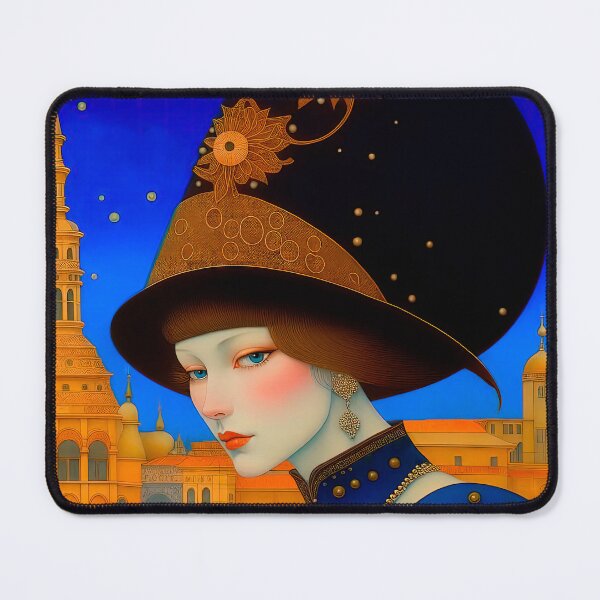 Item preview, Beautiful Lady in a Fantastic Hat at the Venetian Carnival against The Backdrop of The Urban Landscape. designed and sold by LanaGustavsson.