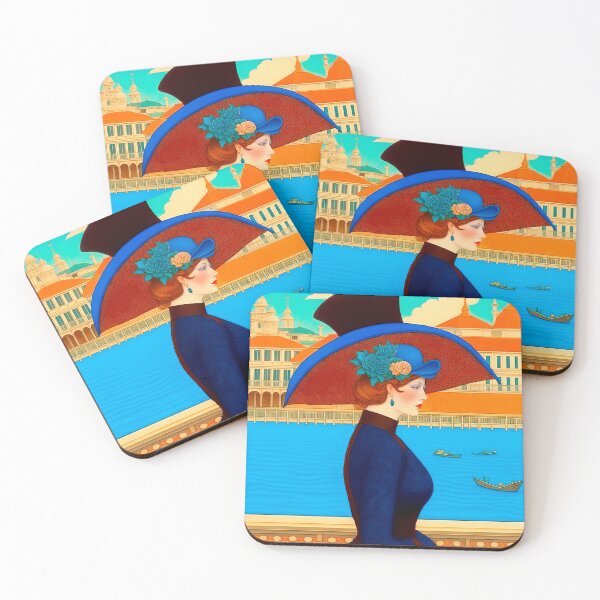 Item preview, A beautiful vintage lady against the backdrop of a Venetian landscape. designed and sold by LanaGustavsson.