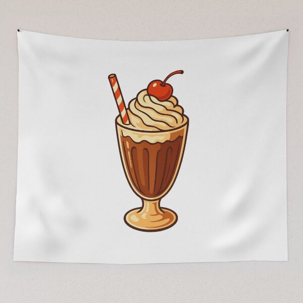 Item preview, Retro Chocolate Milkshake with Whipped Cream and Cherry designed and sold by Art-Self Studio.