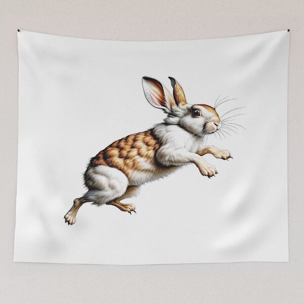 Item preview, A running hare on a white background, isolated. An illustration in the style of vintage prints from nature books and animal encyclopedias. designed and sold by LanaGustavsson.
