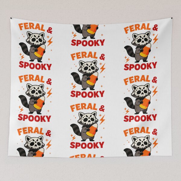 Item preview, Feral and Spooky Halloween Raccoon with Candy Corn designed and sold by Tigerr3g.