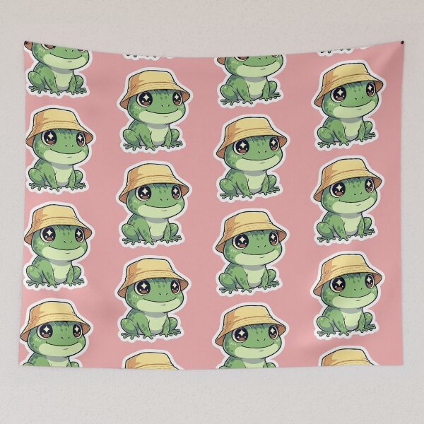 Item preview, Froggy Feels: A Chill Frog with a Bucket Hat and a Happy Smile designed and sold by bvdesignart.