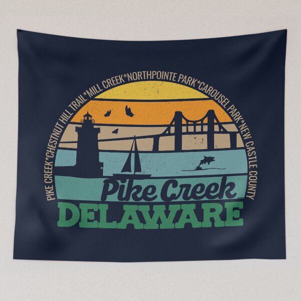 Item preview, Pike Creek Delaware Retro Sunset Local Pride Logo  designed and sold by CRHPOD20.
