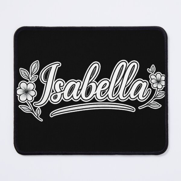 Item preview, Isabella Name Design – White Cursive Typography with Black Outline & Floral Accents for Stickers, Apparel & Gifts designed and sold by DailyVibesCo.